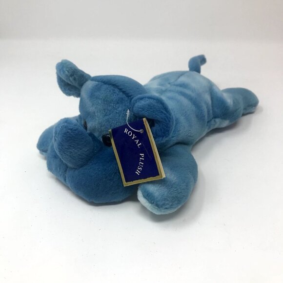 Royal Plush Beanie Baby Blue Tie Dye Rhino Rhinoceros Stuffed Animal Soft Toy - Picture 1 of 7